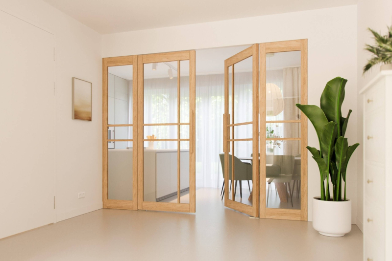 Dubbele Eiken taatsdeuren met zijpanelen op maat gemaakt