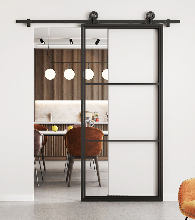 Schuifdeur Staal en Glas 3 vaks