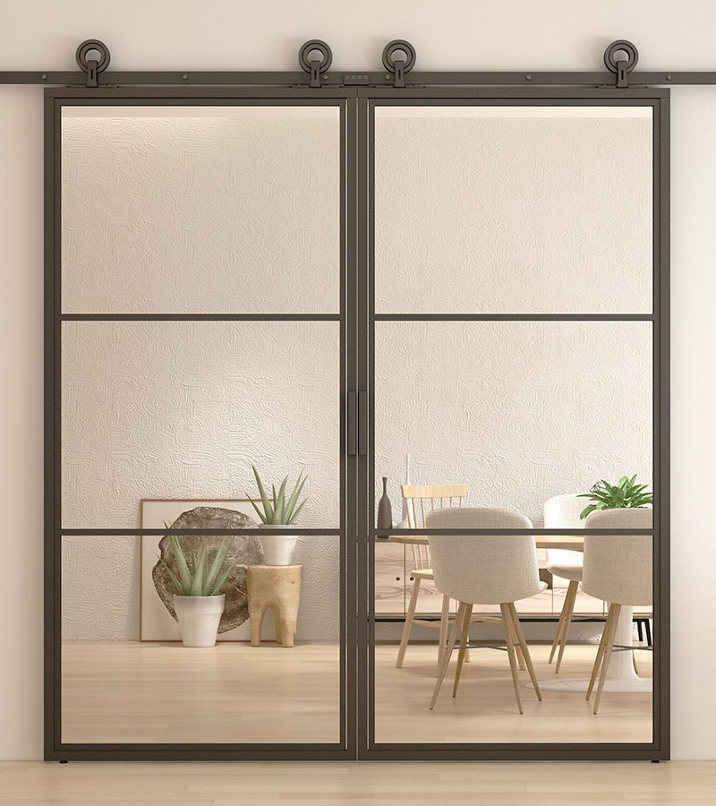 Schuifdeur Staal en Glas Dubbel 3 vaks