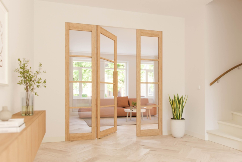 Eiken taatsdeur 4 vaks met zijpanelen op maat gemaakt