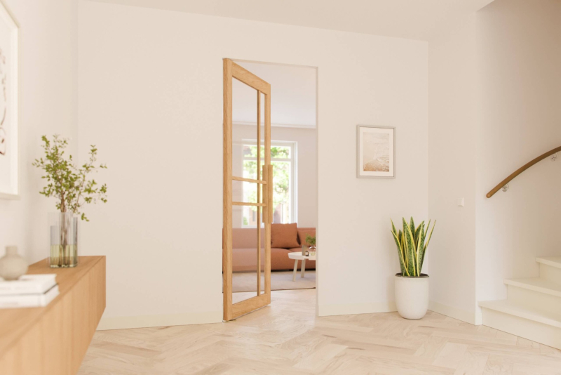 Eiken taatsdeur 6 vaks modern op maat gemaakt